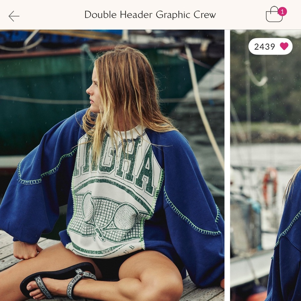 Blue and Green Graphic Sweatshirt free people movement worn once!!